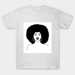 Black and white woman with afro illustration T-Shirt